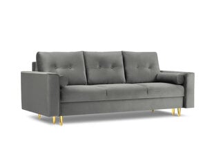 Trivietė veliūrinė sofa Micadoni Home Leona, šviesiai pilka/auksinės spalvos kaina ir informacija | Sofos | pigu.lt