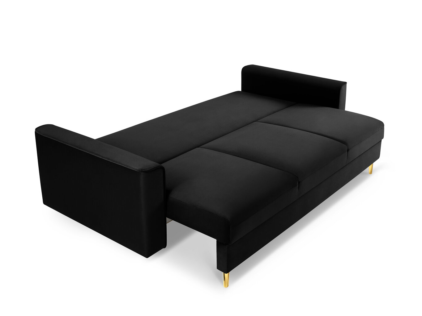 Trivietė veliūrinė sofa Micadoni Home Leona, juoda/auksinės spalvos kaina ir informacija | Sofos | pigu.lt