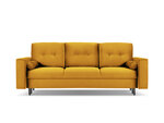 Trivietė veliūrinė sofa Micadoni Home Leona, geltona/juoda