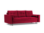 Trivietė veliūrinė sofa Micadoni Home Leona, raudona/juoda