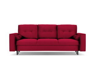 Trivietė veliūrinė sofa Micadoni Home Leona, raudona/juoda kaina ir informacija | Sofos | pigu.lt