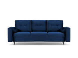 Trivietė veliūrinė sofa Micadoni Home Leona, mėlyna/juoda kaina ir informacija | Sofos | pigu.lt