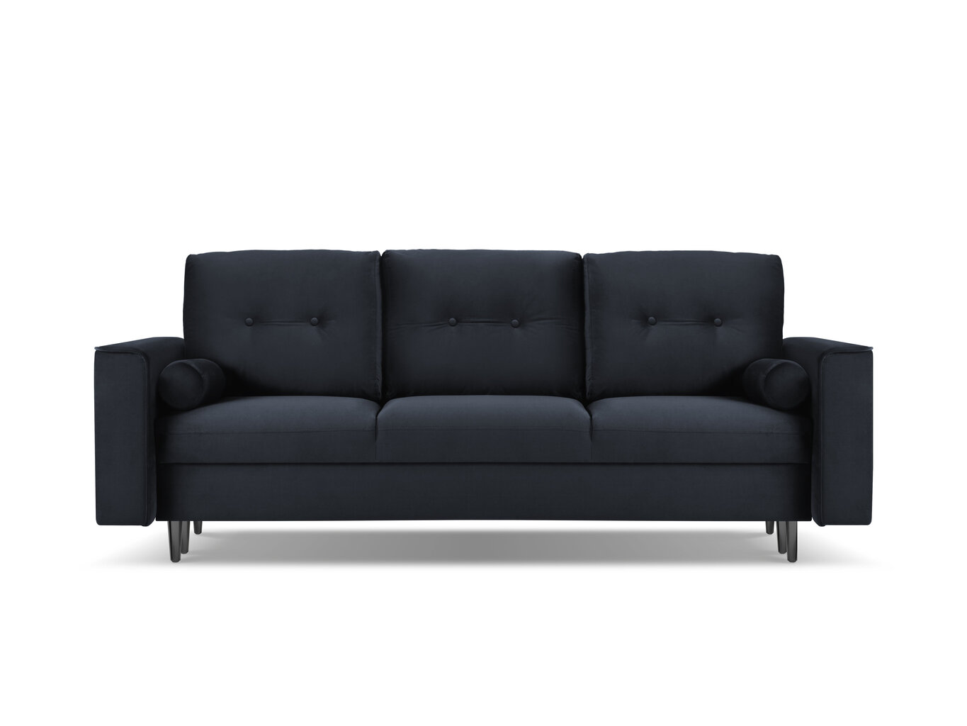 Trivietė veliūrinė sofa Micadoni Home Leona, tamsiai mėlyna/juoda kaina ir informacija | Sofos | pigu.lt