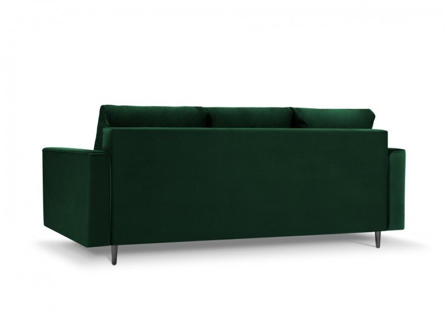 Trivietė veliūrinė sofa Micadoni Home Leona, tamsiai žalia/juoda kaina ir informacija | Sofos | pigu.lt