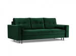 Trivietė veliūrinė sofa Micadoni Home Leona, tamsiai žalia/juoda