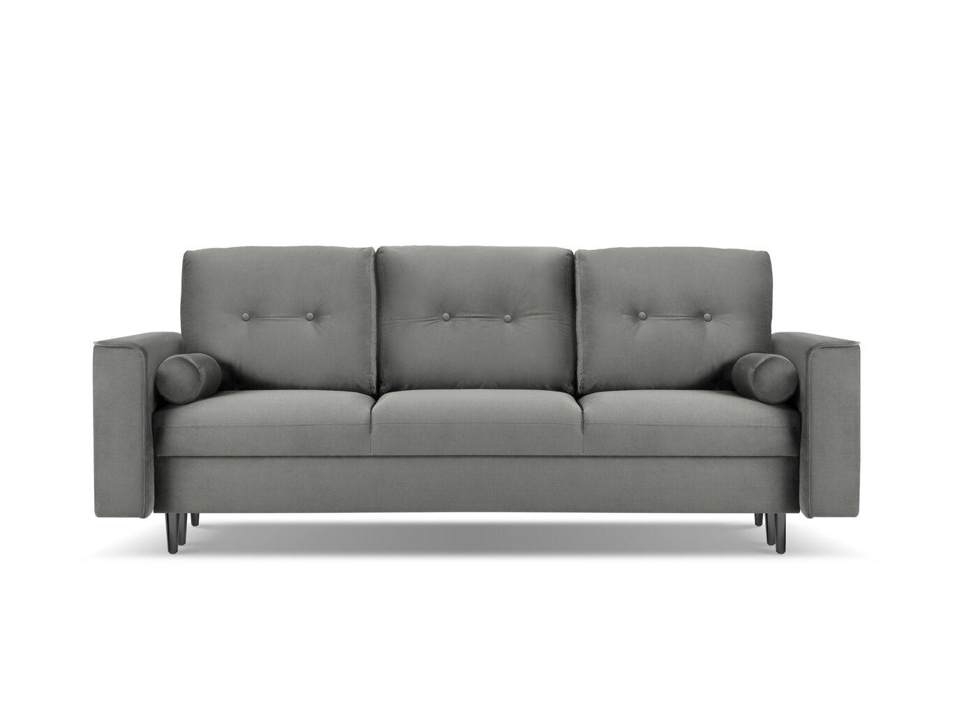 Trivietė veliūrinė sofa Micadoni Home Leona, šviesiai pilka/juoda kaina ir informacija | Sofos | pigu.lt