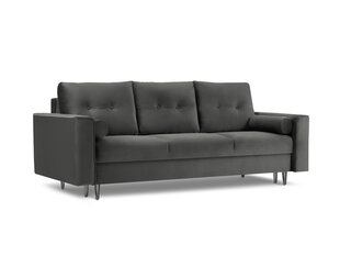 Trivietė veliūrinė sofa Micadoni Home Leona, tamsiai pilka/juoda kaina ir informacija | Sofos | pigu.lt