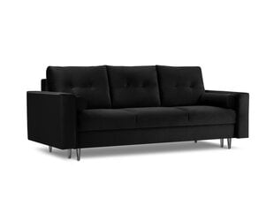 Trivietė veliūrinė sofa Micadoni Home Leona, juoda kaina ir informacija | Sofos | pigu.lt