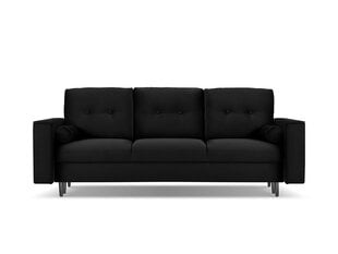 Trivietė veliūrinė sofa Micadoni Home Leona, juoda kaina ir informacija | Sofos | pigu.lt