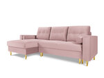 Minkštas kampas Micadoni Home Leona 4S, rožinis/auksinės spalvos
