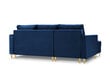 Minkštas kampas Micadoni Home Leona 4S, mėlynas/auksinės spalvos kaina ir informacija | Minkšti kampai | pigu.lt