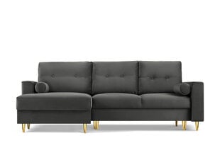 Мягкий уголок Micadoni Home Leona 4S, темно-серый/золотой цвет цена и информация | Угловые диваны | pigu.lt