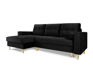 Мягкий уголок Micadoni Home Leona 4S, черный/золотой цвет цена и информация | Угловые диваны | pigu.lt
