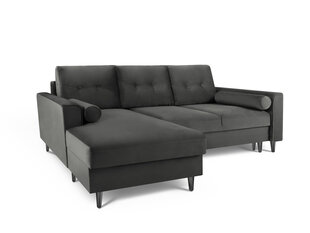 Мягкий уголок Micadoni Home Leona 4S, темно-серый/черный цвет цена и информация | Угловые диваны | pigu.lt