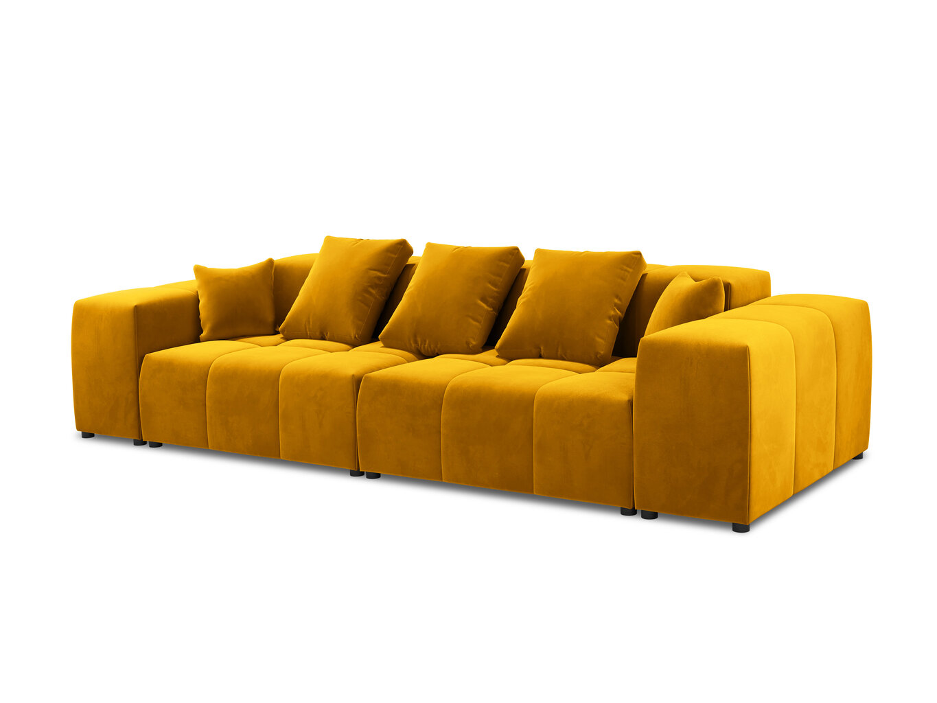 Trivietė veliūrinė sofa Micadoni Home Margo, geltona kaina ir informacija | Sofos | pigu.lt