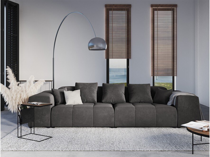 Trivietė veliūrinė sofa Micadoni Home Margo, tamsiai pilka kaina ir informacija | Sofos | pigu.lt