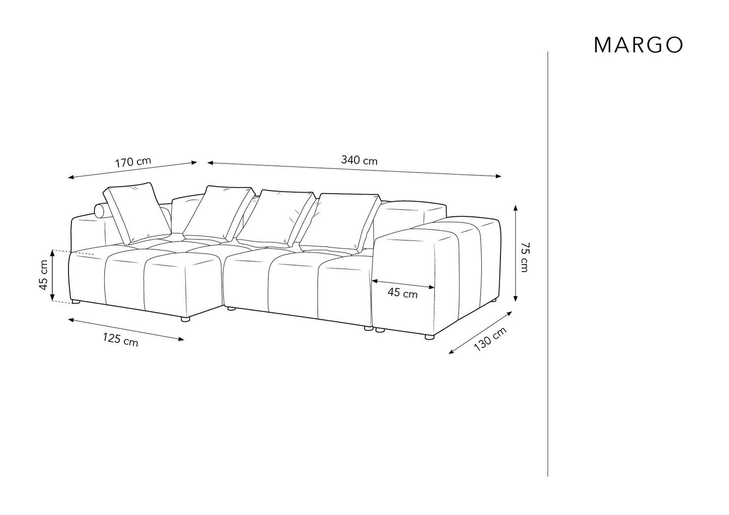 Universalus minkštas kampas Micadoni Home Margo S 68, šviesiai pilkas kaina ir informacija | Minkšti kampai | pigu.lt