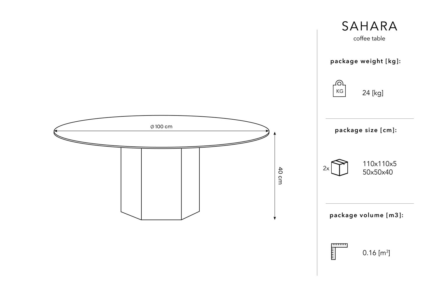 Kavos staliukas Micadoni Home Sahara, 100 cm, baltas kaina ir informacija | Kavos staliukai | pigu.lt