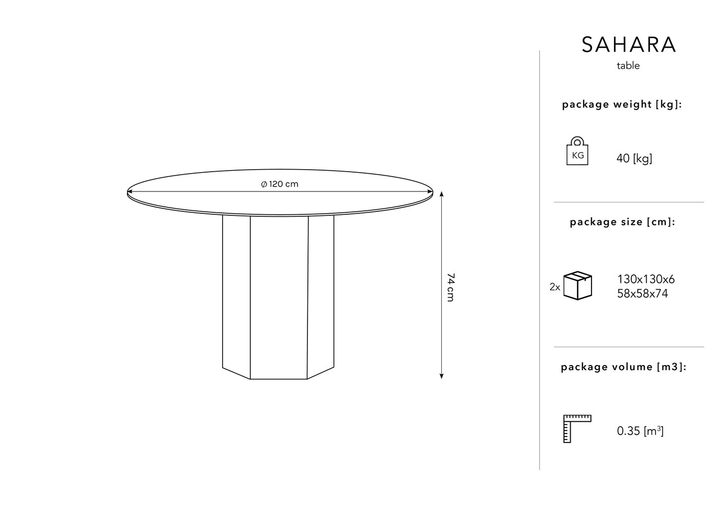 Stalas Micadoni Home Sahara, 120 cm, pilkas kaina ir informacija | Virtuvės ir valgomojo stalai, staliukai | pigu.lt