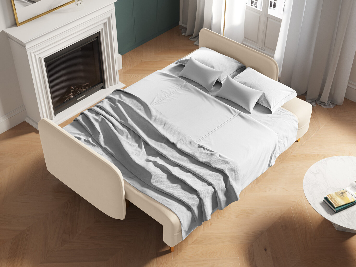Trivietė sofa Micadoni Home Scaleta, smėlio spalvos/auksinės spalvos kaina ir informacija | Sofos | pigu.lt