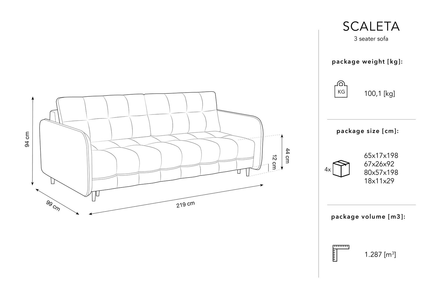 Trivietė sofa Micadoni Home Scaleta, smėlio spalvos/auksinės spalvos kaina ir informacija | Sofos | pigu.lt