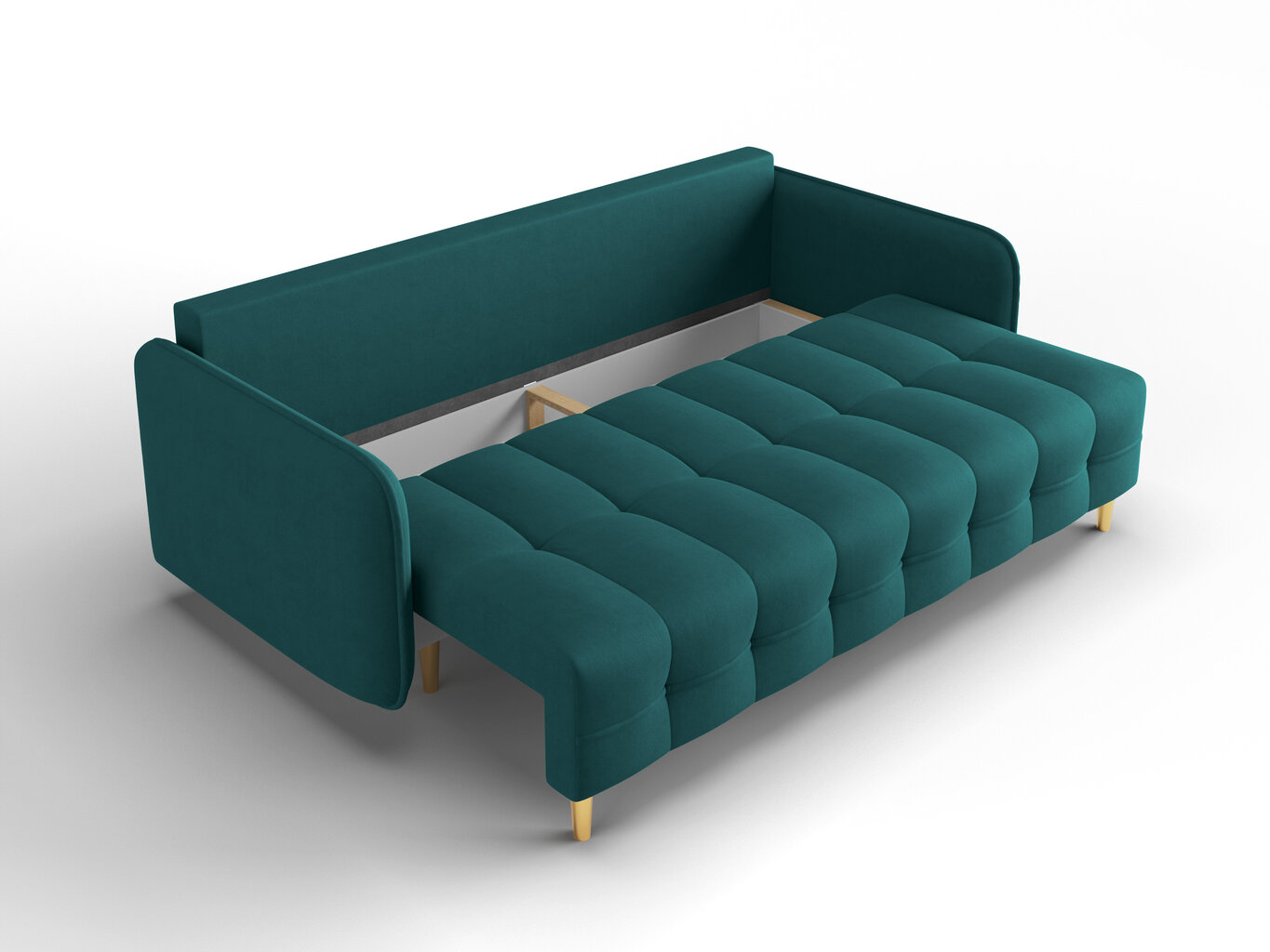 Trivietė sofa Micadoni Home Scaleta, mėlyna/auksinės spalvos kaina ir informacija | Sofos | pigu.lt