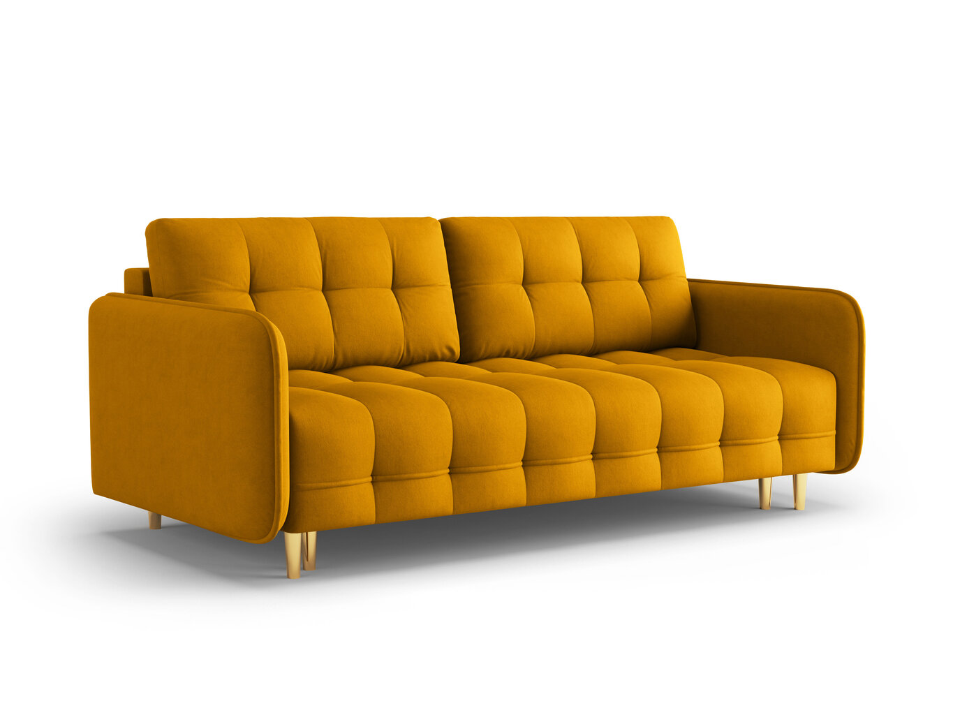 Trivietė sofa Micadoni Home Scaleta, geltona/auksinės spalvos kaina ir informacija | Sofos | pigu.lt