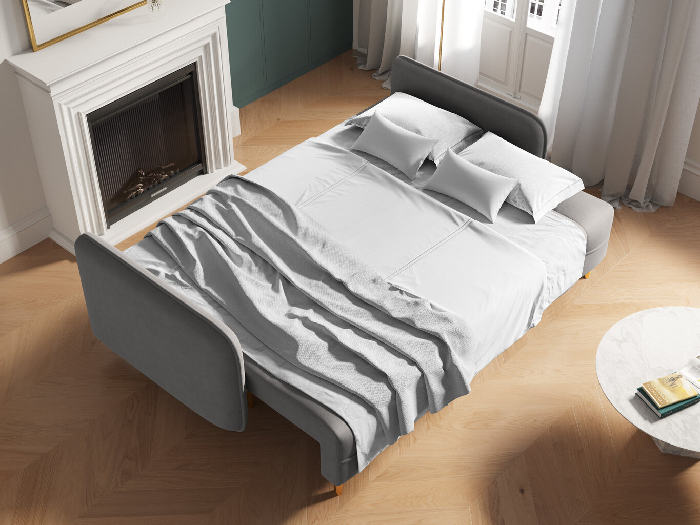Trivietė sofa Micadoni Home Scaleta, šviesiai pilka/auksinės spalvos kaina ir informacija | Sofos | pigu.lt