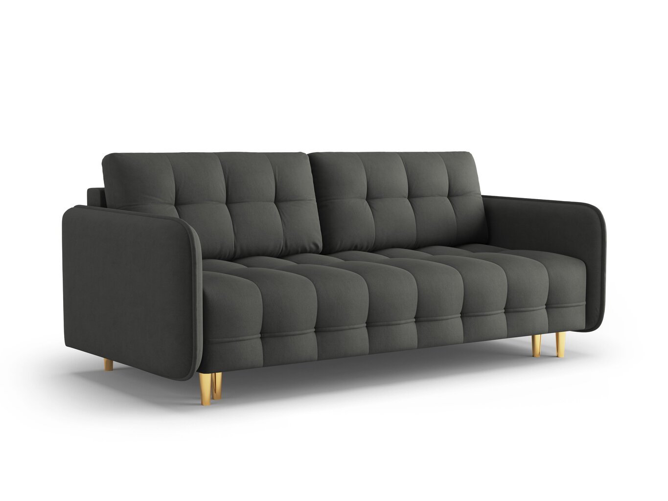 Trivietė sofa Micadoni Home Scaleta, tamsiai pilka/auksinės spalvos kaina ir informacija | Sofos | pigu.lt