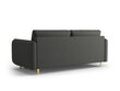 Trivietė sofa Micadoni Home Scaleta, tamsiai pilka/auksinės spalvos kaina ir informacija | Sofos | pigu.lt