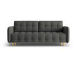 Trivietė sofa Micadoni Home Scaleta, tamsiai pilka/auksinės spalvos kaina ir informacija | Sofos | pigu.lt