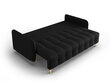 Trivietė sofa Micadoni Home Scaleta, juoda/auksinės spalvos kaina ir informacija | Sofos | pigu.lt