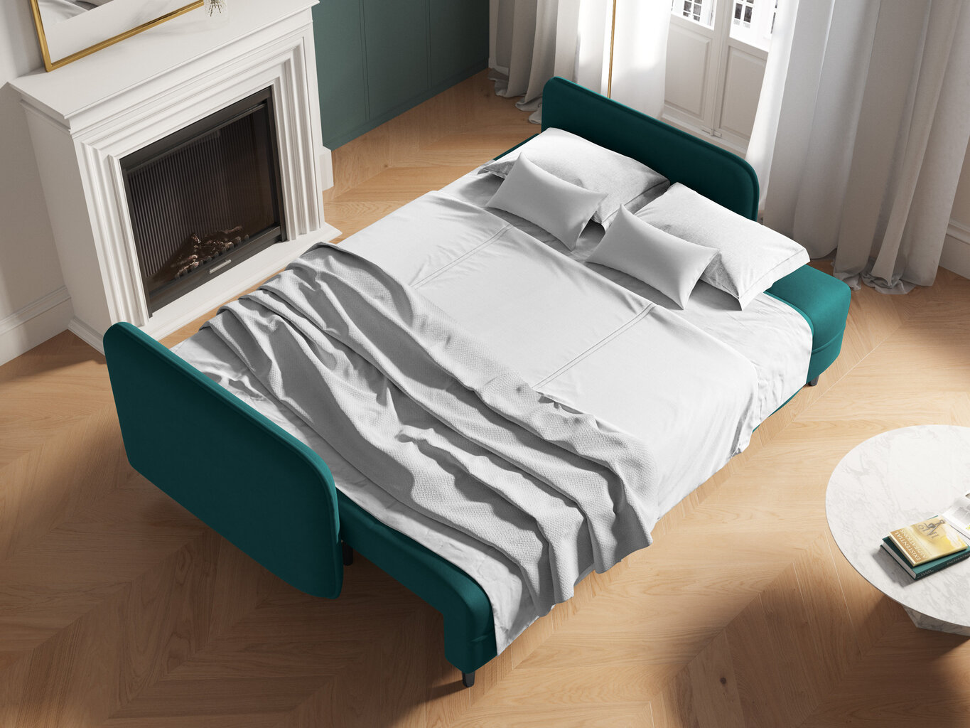 Trivietė sofa Micadoni Home Scaleta, mėlyna/juoda kaina ir informacija | Sofos | pigu.lt