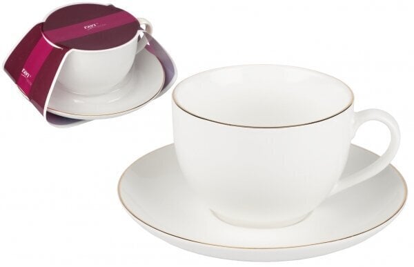Kavos puodelis su lėkšte Oro, 250 ml, Kaulinis porcelianas kaina ir informacija | Taurės, puodeliai, ąsočiai | pigu.lt