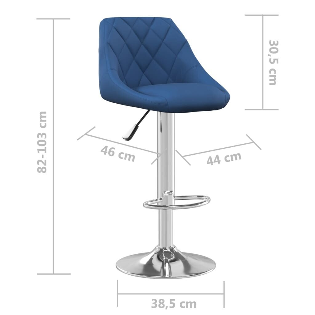 Baro taburetės, 2vnt., mėlynos, aksomas kaina ir informacija | Virtuvės ir valgomojo kėdės | pigu.lt