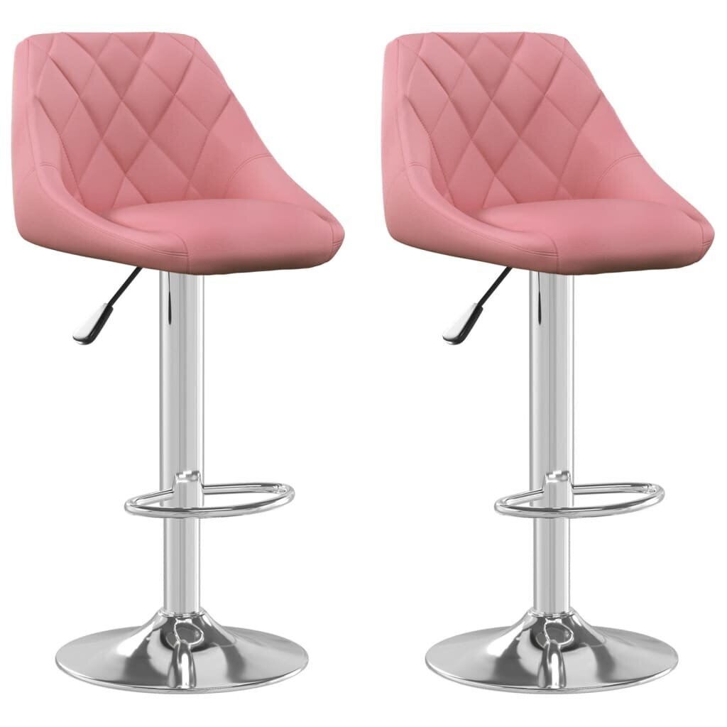 Baro taburetės, 2 vnt., rožinės spalvos, aksomas kaina ir informacija | Virtuvės ir valgomojo kėdės | pigu.lt