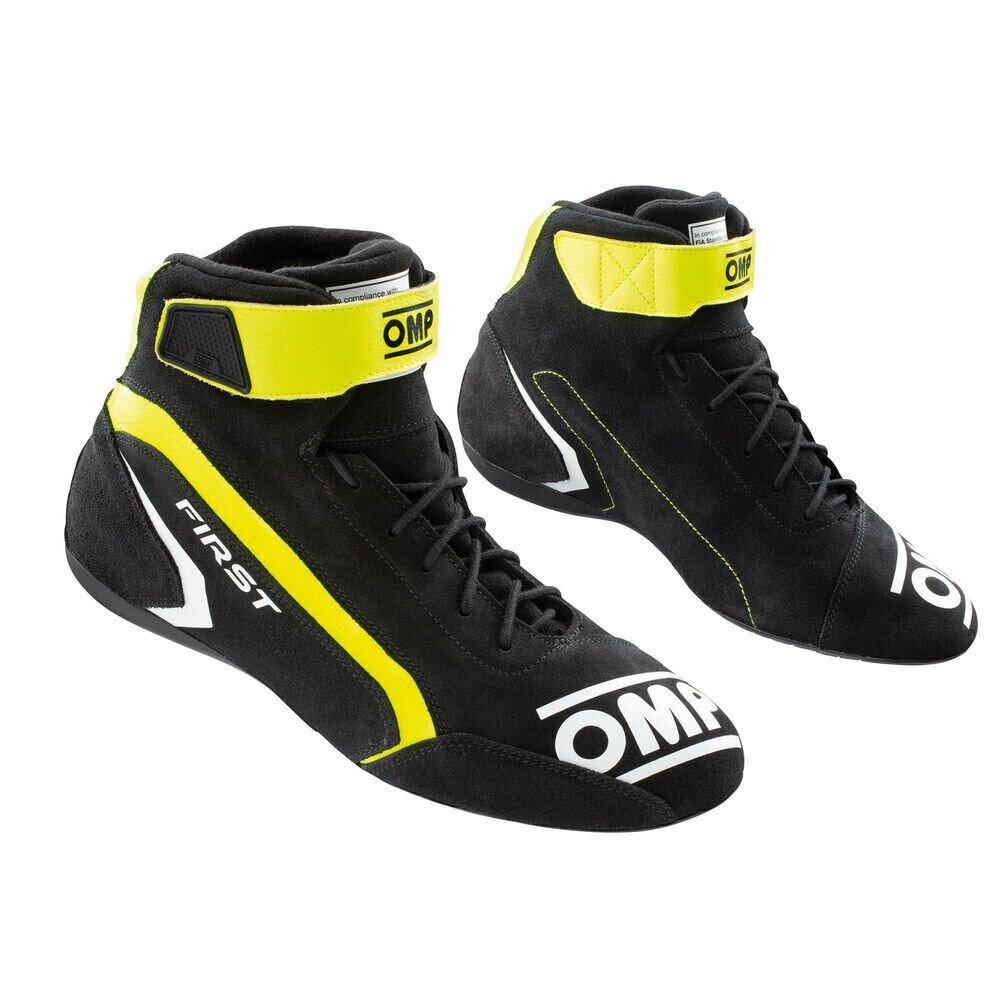 Lenktynių batai OMP FIRST RACE Geltona / juoda Talla 42 kaina ir informacija | Moto batai | pigu.lt
