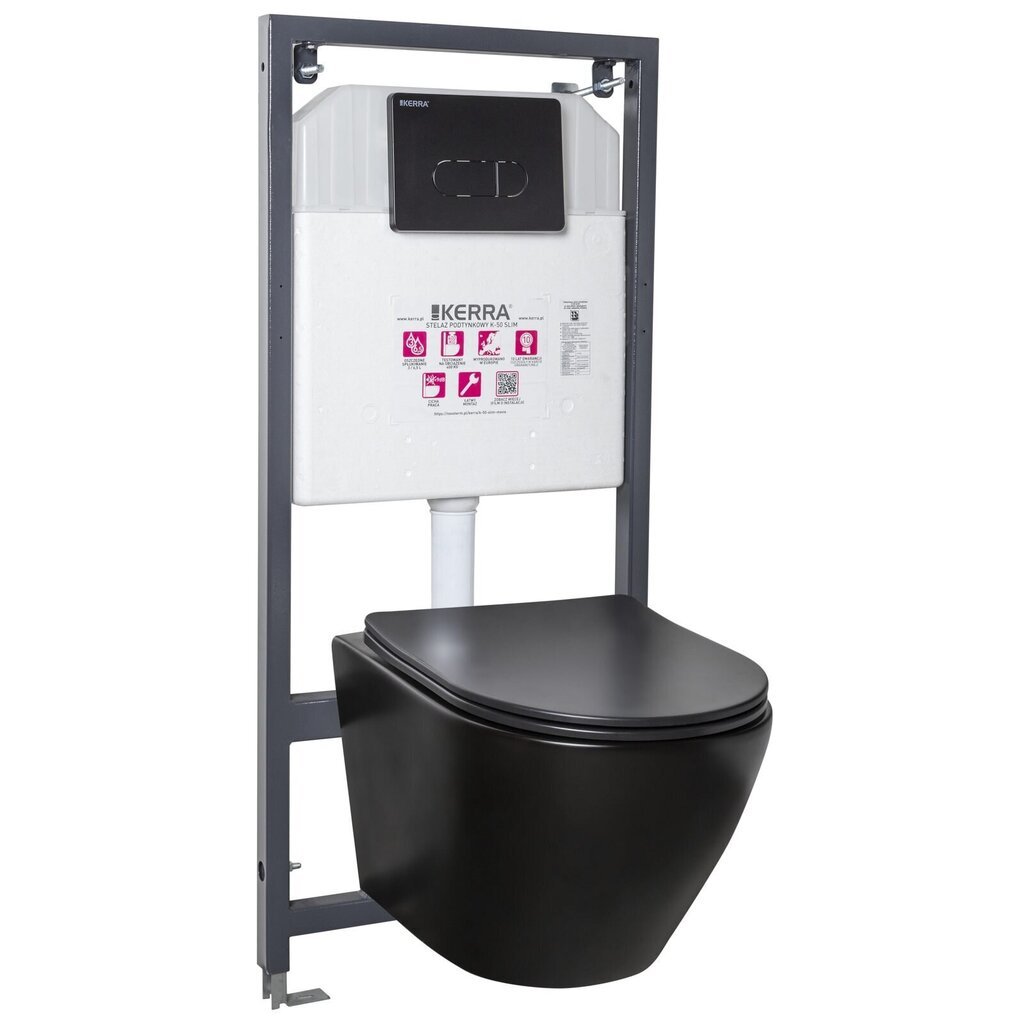 WC potinkinis komplektas Kerra Delos BLM/Pacific Black su klozetu ir mygtuku цена и информация | Klozetai | pigu.lt