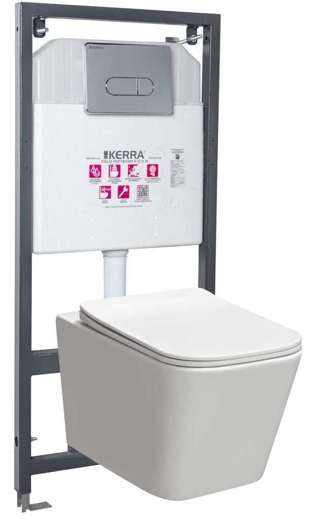 WC potinkinis komplektas Kerra Tinos/Pacific CHR su klozetu ir mygtuku Pacific Chrome kaina ir informacija | Klozetai | pigu.lt