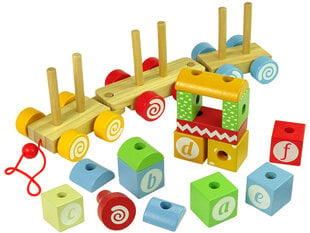 Medinis traukinukas su raidėmis kaina ir informacija | Lavinamieji žaislai | pigu.lt