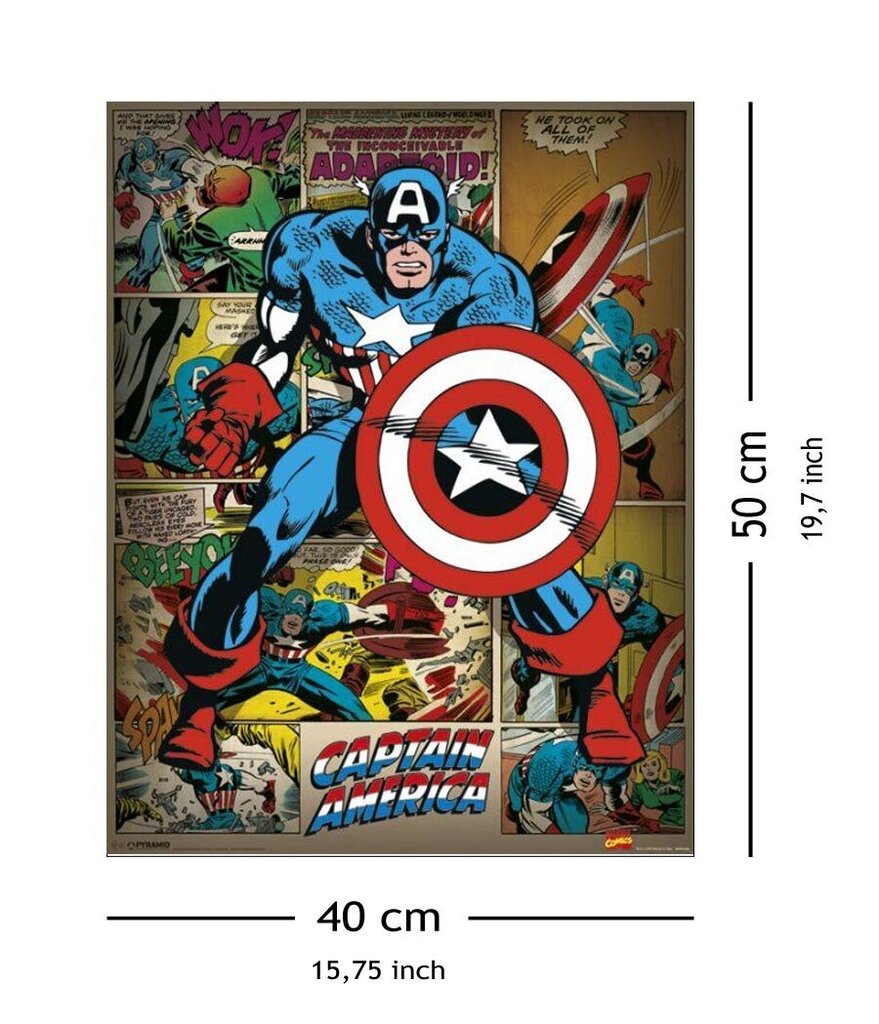 Plakatas Marvel Comics Captain America Retro, 40x50 cm kaina ir informacija | Reprodukcijos, paveikslai | pigu.lt