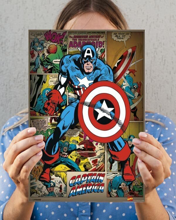 Plakatas Marvel Comics Captain America Retro, 40x50 cm kaina ir informacija | Reprodukcijos, paveikslai | pigu.lt