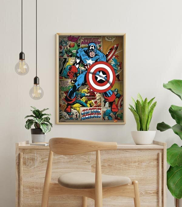 Plakatas Marvel Comics Captain America Retro, 40x50 cm kaina ir informacija | Reprodukcijos, paveikslai | pigu.lt