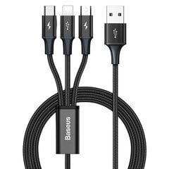 USB kabelis 3in1 Baseus, USB to micro USB, USB-C, 3.5A, 1.2m kaina ir informacija | Laidai telefonams | pigu.lt