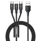 USB kabelis 3in1 Baseus, USB to micro USB, USB-C, 3.5A, 1.2m цена и информация | Laidai telefonams | pigu.lt