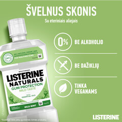 Burnos skalavimo skystis Listerine Naturals Gum Protection 500 ml kaina ir informacija | Dantų šepetėliai, pastos | pigu.lt