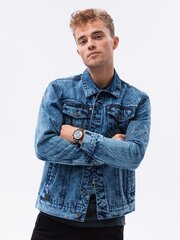 Мужская джинсовая куртка из хлопка Ombre C525, синяя цена и информация | Ombre Мужская одежда | pigu.lt