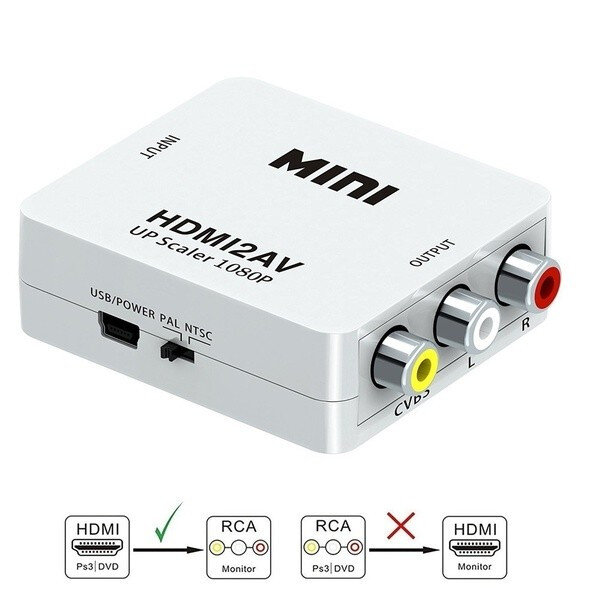 Vaizdo keitimo adapteris HDMI į AV RCA keitiklis kaina ir informacija | Adapteriai, USB šakotuvai | pigu.lt