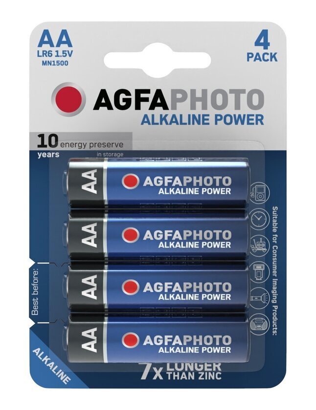 AgfaPhoto Alkaline Power Elementai AA, LR6, 4 vnt kaina ir informacija | Elementai | pigu.lt