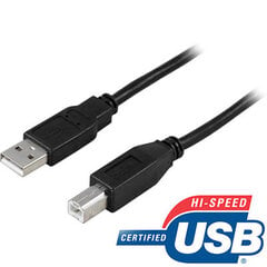 Deltaco USB 2.0 Type A male - Type B male, 3 m kaina ir informacija | Kabeliai ir laidai | pigu.lt
